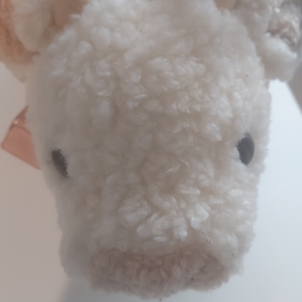 Kinder Gund Vintage 1986 Plush Cow Stuffed Toy Doll Brass Bell Wooly Brown White - Picture 6 of 9